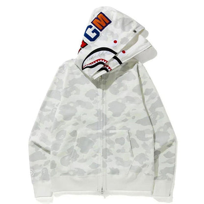 BAPE Glow Camo Shark Wide Full Zip Double Hoodies